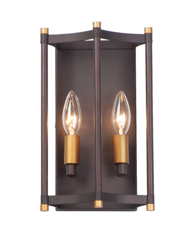 Maxim Wellington 2-Light Wall Sconce in Oil Rubbed Bronze / Antique Brass 13599OIAB