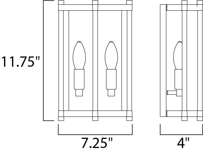 Maxim Wellington 2-Light Wall Sconce in Oil Rubbed Bronze / Antique Brass 13599OIAB