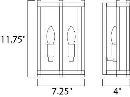 Maxim Wellington 2-Light Wall Sconce in Oil Rubbed Bronze / Antique Brass 13599OIAB