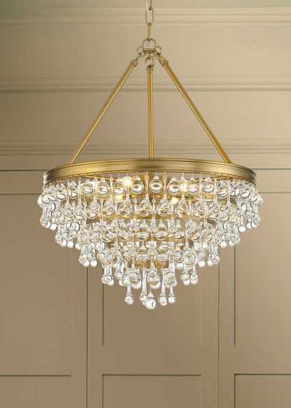 Crystorama Calypso 6 Light Crystal Teardrop Vibrant Gold Chandelier 136-VG