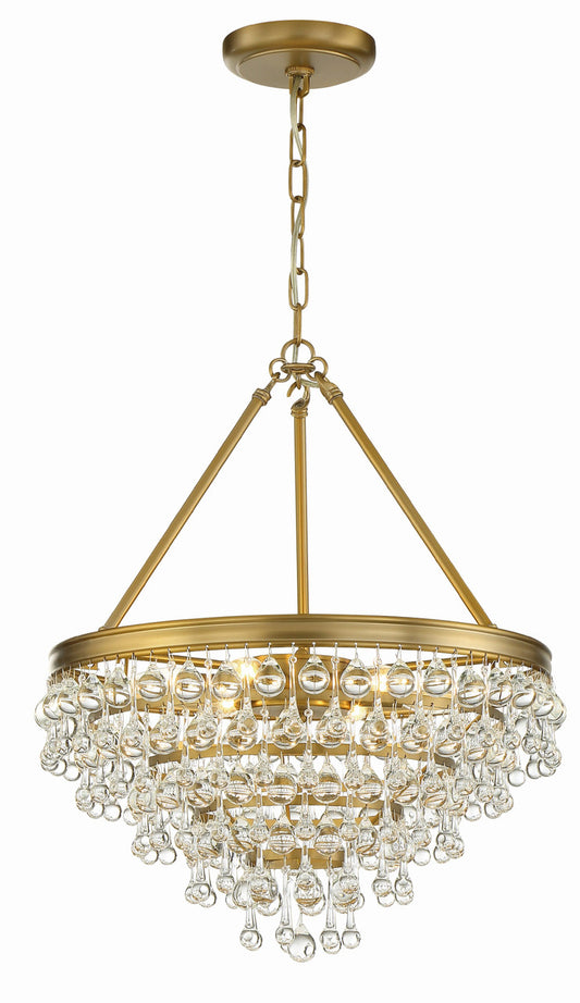 Crystorama Calypso 6 Light Crystal Teardrop Vibrant Gold Chandelier 136-VG