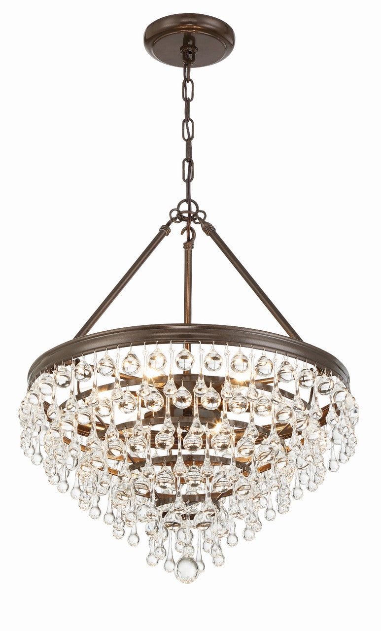 Crystorama Calypso 6 Light Crystal Teardrop Vibrant Bronze Chandelier 136-VZ