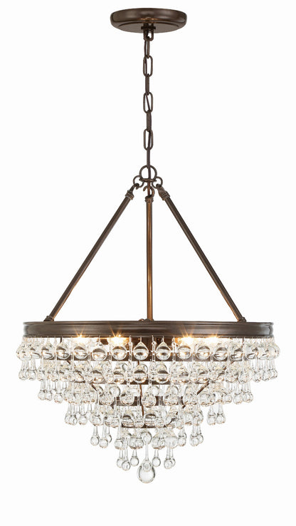 Crystorama Calypso 6 Light Crystal Teardrop Vibrant Bronze Chandelier 136-VZ