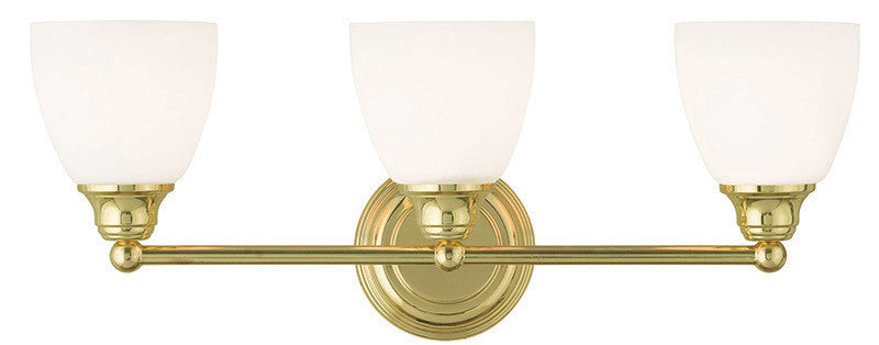 Livex Lighting Somerville Collection 3 Light Polished Brass Bath Light in Polished Brass 13663-02