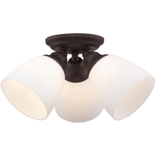 Livex Lighting Somerville Collection 3 Light Bronze Ceiling Mount in Bronze 13664-07