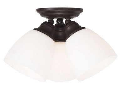 Livex Lighting Somerville Collection 3 Light Bronze Ceiling Mount in Bronze 13664-07