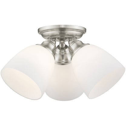 Livex Lighting Somerville Collection 3 Light Brushed Nickel Ceiling Mount in Brushed Nickel 13664-91