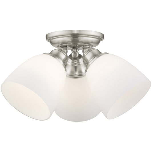 Livex Lighting Somerville Collection 3 Light Brushed Nickel Ceiling Mount in Brushed Nickel 13664-91