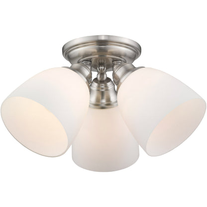 Livex Lighting Somerville Collection 3 Light Brushed Nickel Ceiling Mount in Brushed Nickel 13664-91