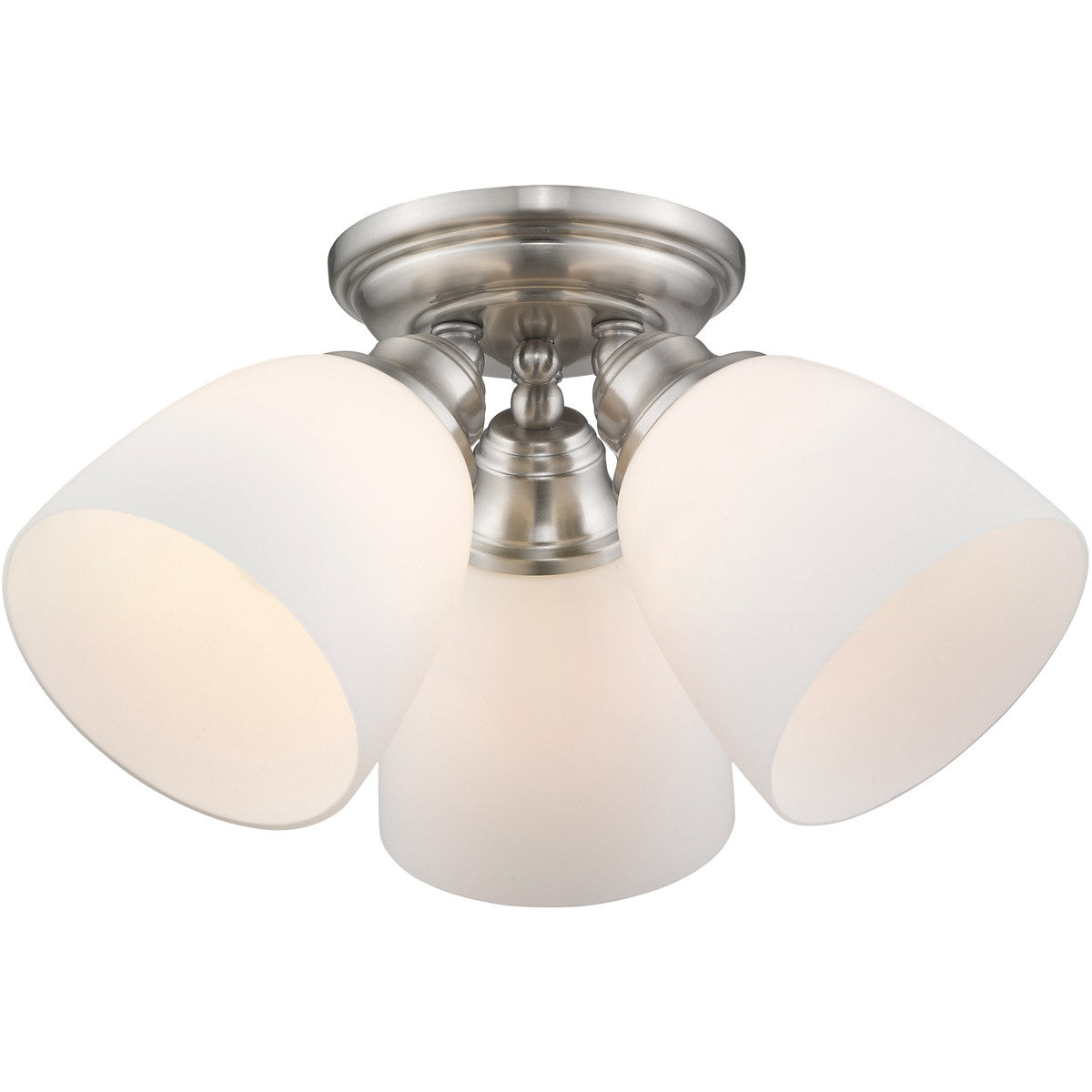 Livex Lighting Somerville Collection 3 Light Brushed Nickel Ceiling Mount in Brushed Nickel 13664-91