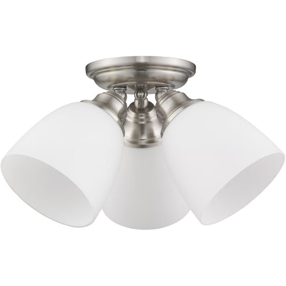 Livex Lighting Somerville Collection 3 Light Brushed Nickel Ceiling Mount in Brushed Nickel 13664-91