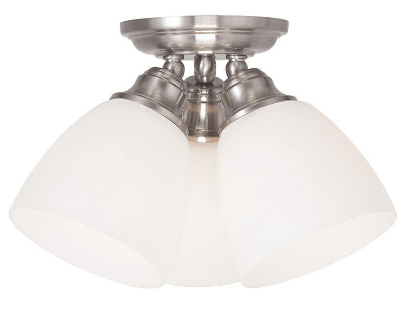 Livex Lighting Somerville Collection 3 Light Brushed Nickel Ceiling Mount in Brushed Nickel 13664-91