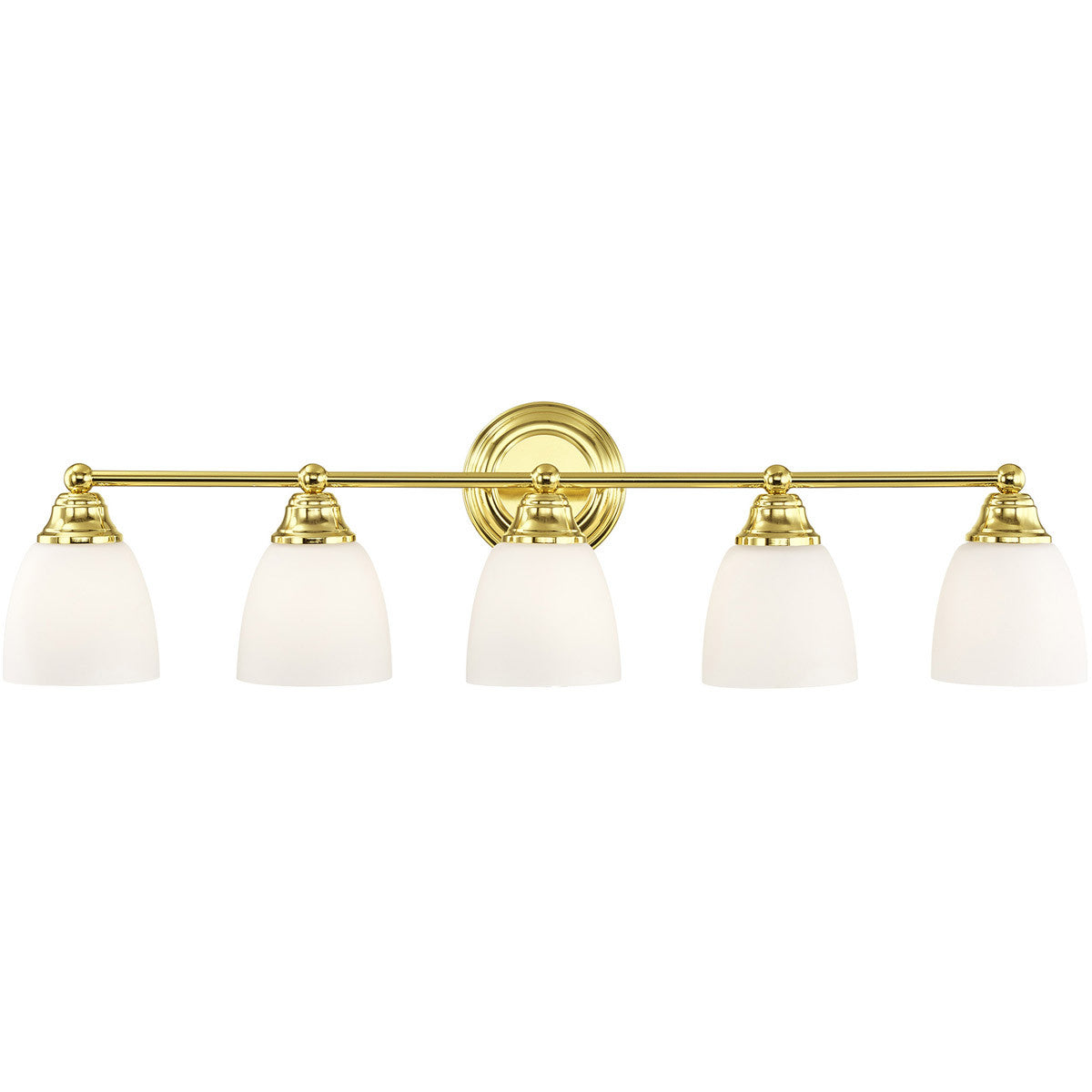 Livex Lighting Somerville Collection 5 Light Polished Brass Bath Light in Polished Brass 13665-02