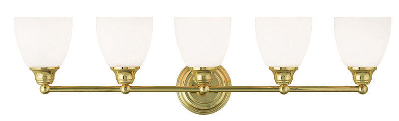 Livex Lighting Somerville Collection 5 Light Polished Brass Bath Light in Polished Brass 13665-02