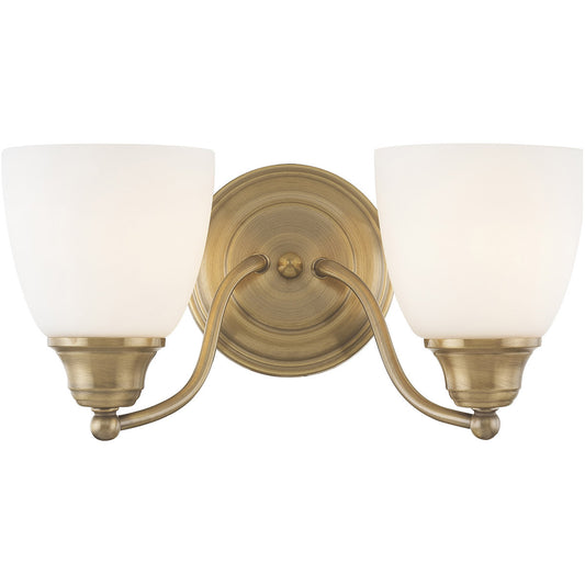 Livex Lighting Somerville Collection 2 Light Antique Brass Bath Light in Antique Brass 13672-01