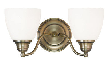 Livex Lighting Somerville Collection 2 Light Antique Brass Bath Light in Antique Brass 13672-01