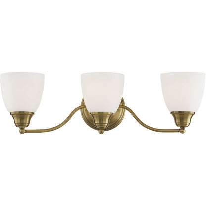 Livex Lighting Somerville Collection 3 Light Antique Brass Bath Light in Antique Brass 13673-01