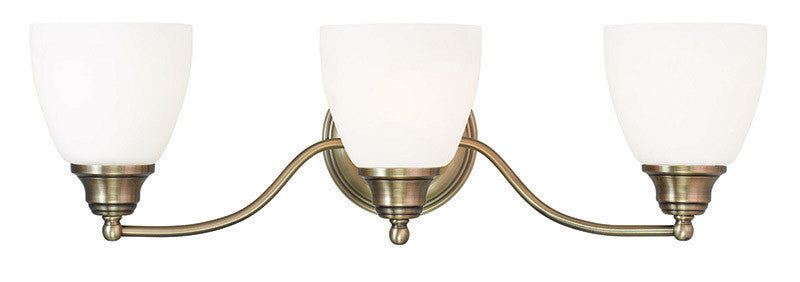 Livex Lighting Somerville Collection 3 Light Antique Brass Bath Light in Antique Brass 13673-01