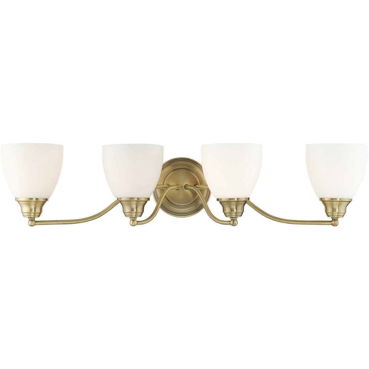 Livex Lighting Somerville Collection 4 Light Antique Brass Bath Light in Antique Brass 13674-01