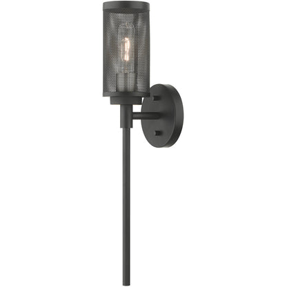 Livex Lighting Industro Collection 1 Lt Black Wall Sconce  in Black with Brushed Nickel Accents 14121-04