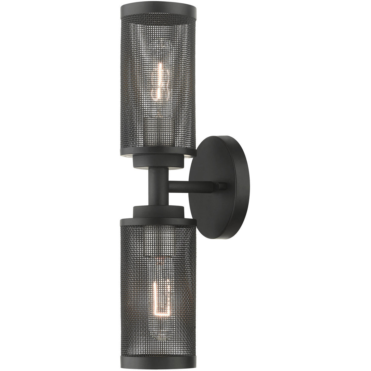 Livex Lighting Industro Collection 2 Lt Black Wall Sconce  in Black with Brushed Nickel Accents 14122-04