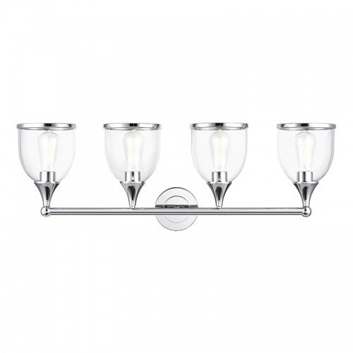 Livex Lighting Ashridge 4 Light Polished Chrome Large Vanity Sconce with Mouth Blown Clear Glass 14134-05