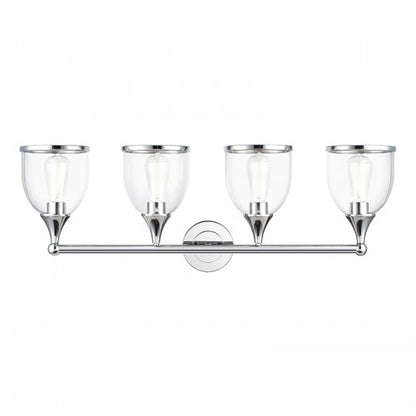 Livex Lighting Ashridge 4 Light Polished Chrome Large Vanity Sconce with Mouth Blown Clear Glass 14134-05