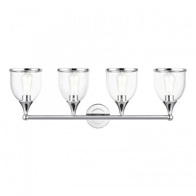 Livex Lighting Ashridge 4 Light Polished Chrome Large Vanity Sconce with Mouth Blown Clear Glass 14134-05