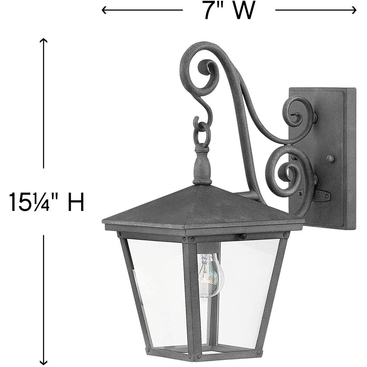 Hinkley Lighting Trellis Small Wall Mount Lantern Aged Zinc 1430DZ