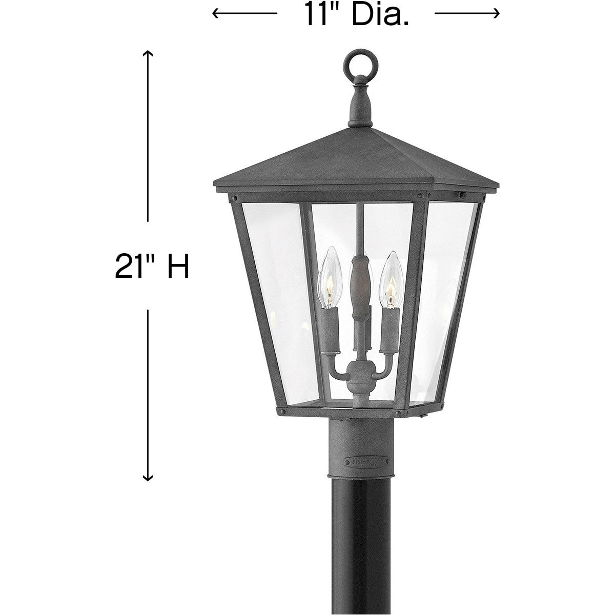 Hinkley Lighting Trellis Large Post Top or Pier Mount Lantern Aged Zinc 1431DZ