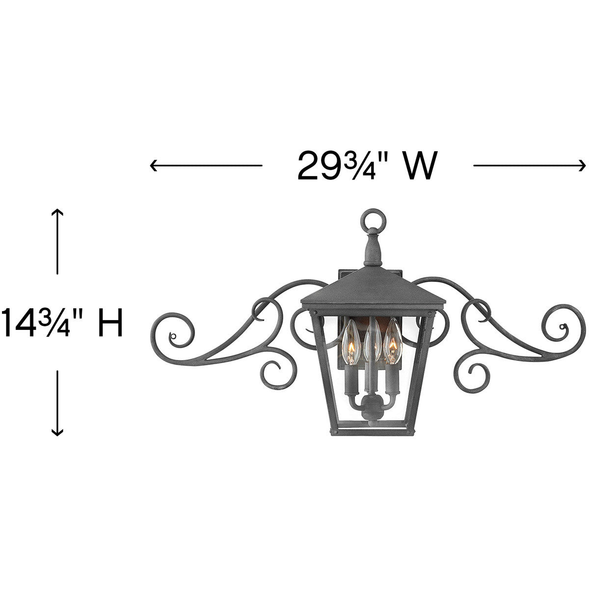 Hinkley Lighting Trellis Small Wall Mount Lantern with Scroll Aged Zinc 1433DZ