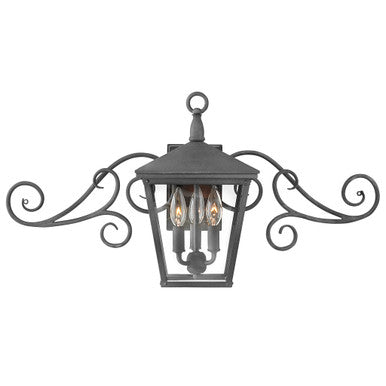 Hinkley Lighting Trellis Small Wall Mount Lantern with Scroll Aged Zinc LED Bulb(s) Included 1433DZ-LL