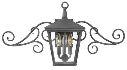 Hinkley Lighting Trellis Small Wall Mount Lantern with Scroll Aged Zinc 1433DZ