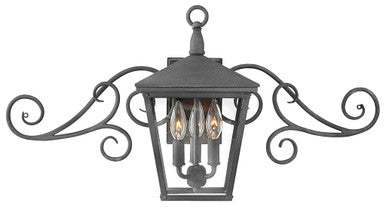 Hinkley Lighting Trellis Small Wall Mount Lantern with Scroll Aged Zinc 1433DZ