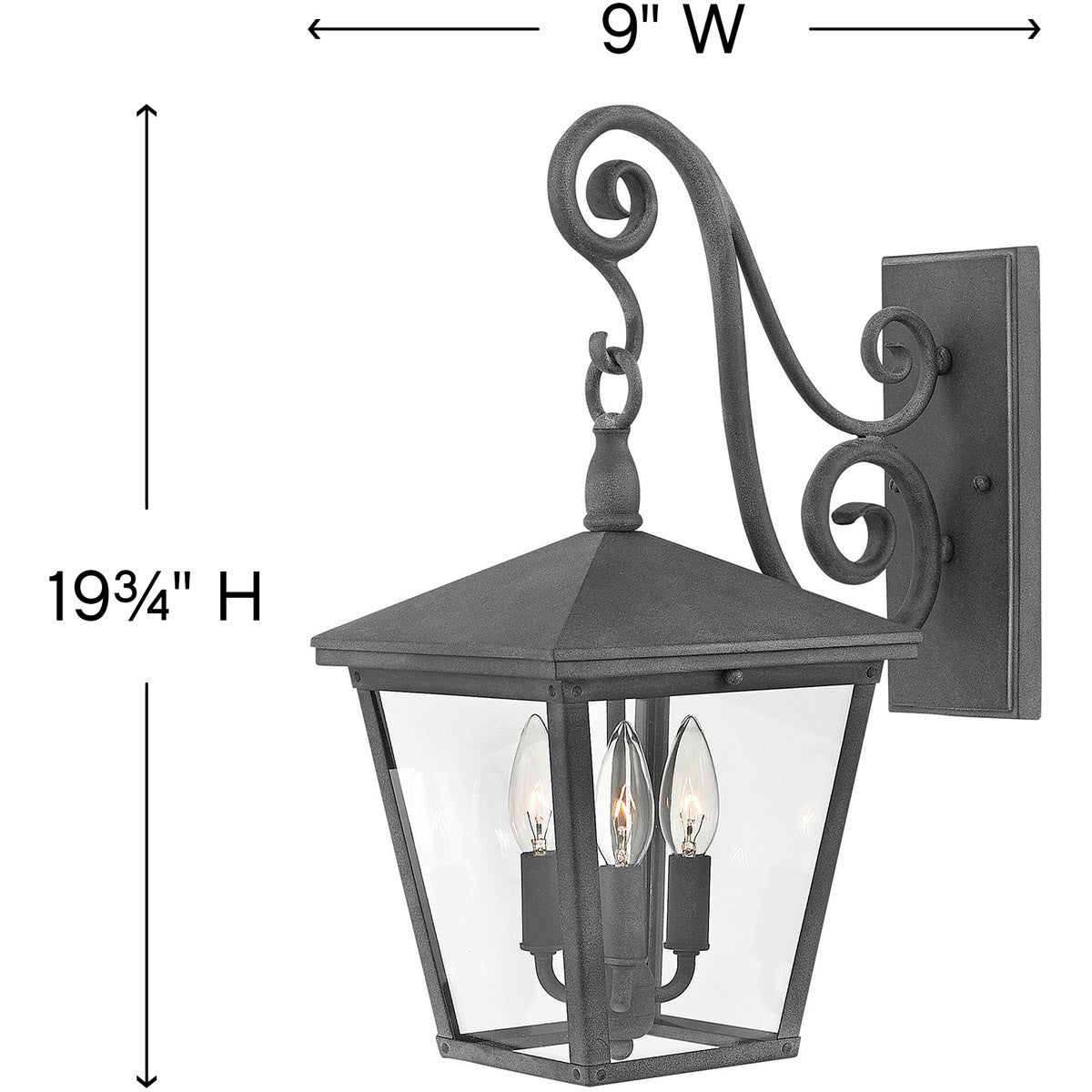 Hinkley Lighting Trellis Medium Wall Mount Lantern Aged Zinc 1434DZ