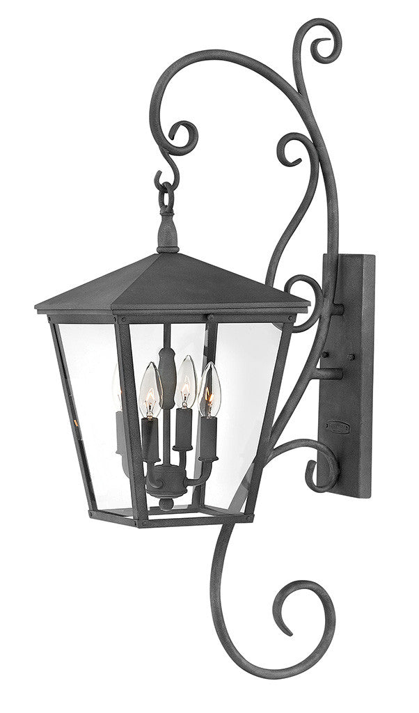 Hinkley Lighting Trellis Large Wall Mount Lantern with Scroll Aged Zinc LED Bulb(s) Included 1436DZ-LL