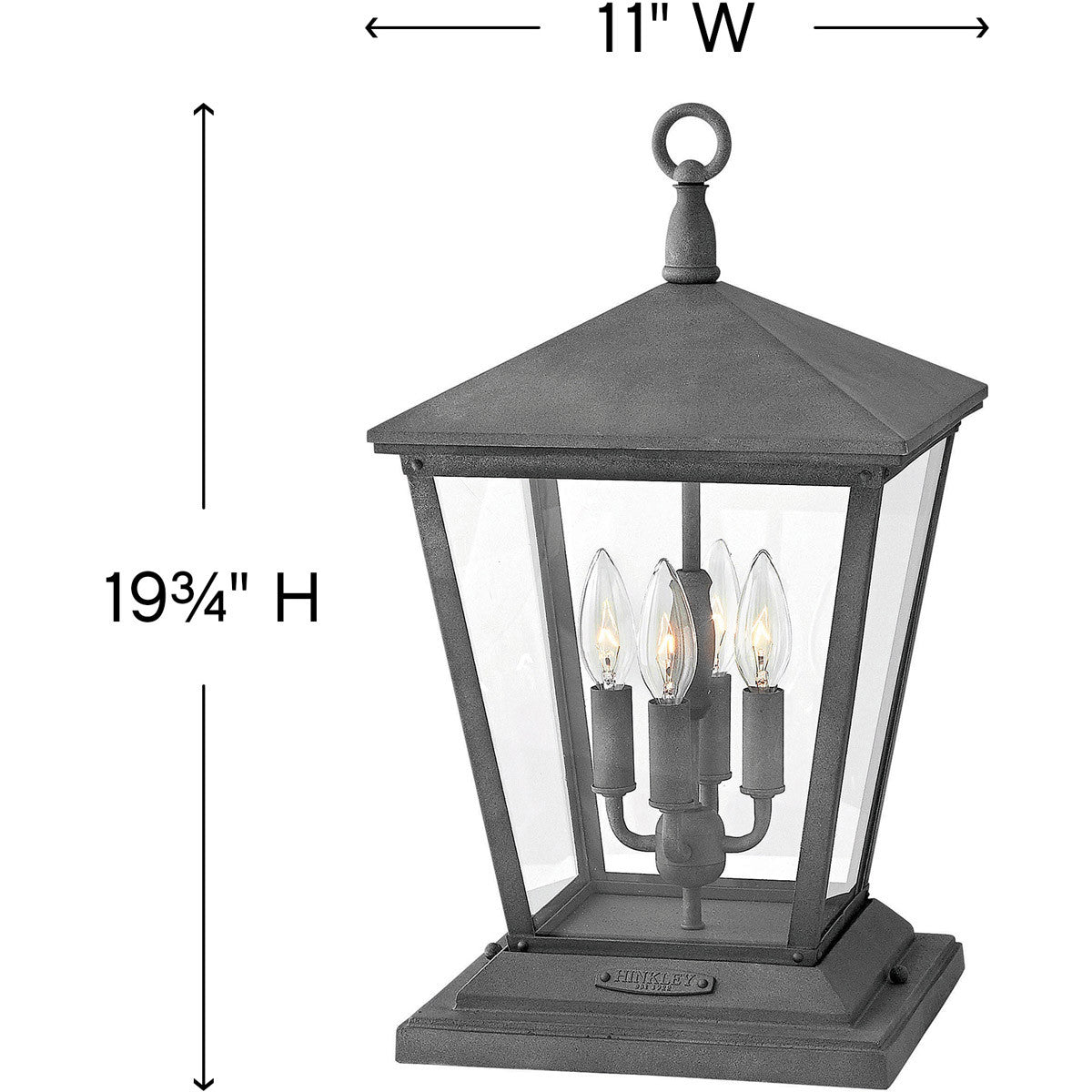 Hinkley Lighting Trellis Large Pier Mount Lantern Aged Zinc 1437DZ