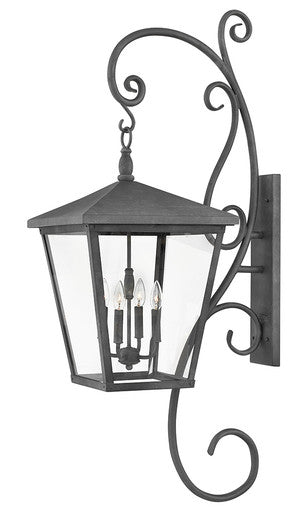 Hinkley Lighting Trellis Extra Large Wall Mount Lantern with Scroll Aged Zinc LED Bulb(s) Included 1439DZ-LL