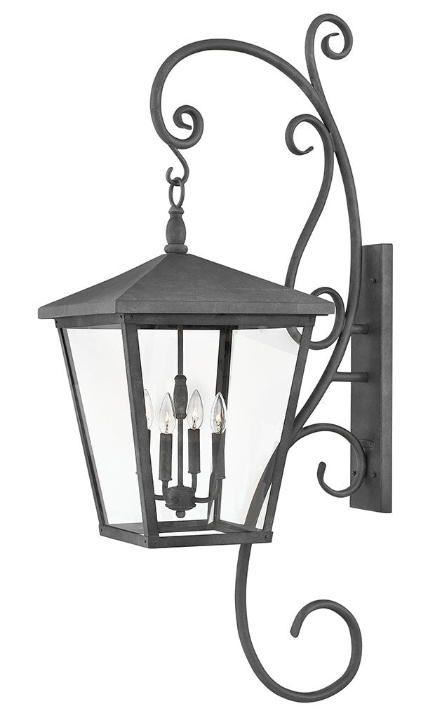 Hinkley Lighting Trellis Extra Large Wall Mount Lantern with Scroll Aged Zinc 1439DZ