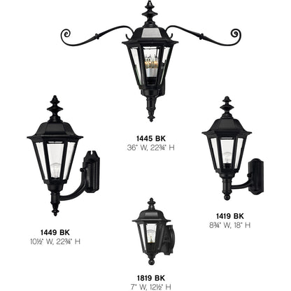 Hinkley Lighting Manor House Large Wall Mount Lantern with Scroll Black 1445BK