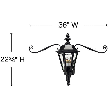 Hinkley Lighting Manor House Large Wall Mount Lantern with Scroll Black 1445BK