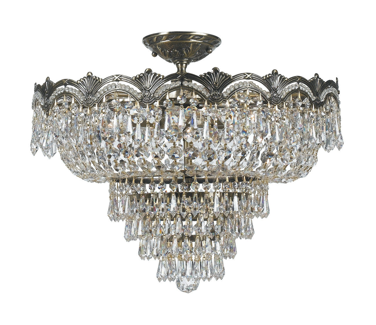 Crystorama Majestic 5 Light Hand Cut Crystal Historic Brass Ceiling Mount 1485-HB-CL-MWP