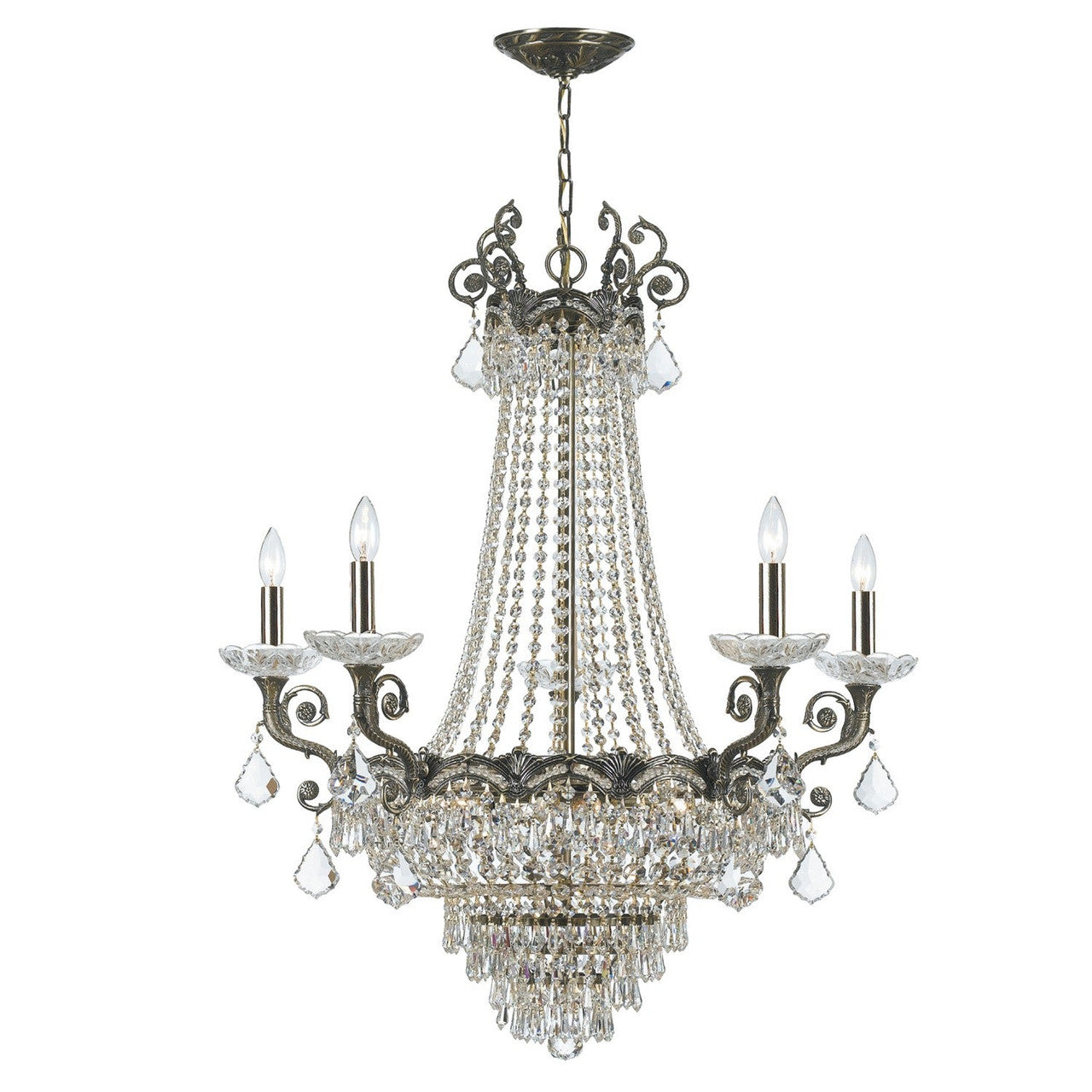 Crystorama Majestic 11 Light Swarovski Strass Crystal Historic Brass Chandelier 1486-HB-CL-S