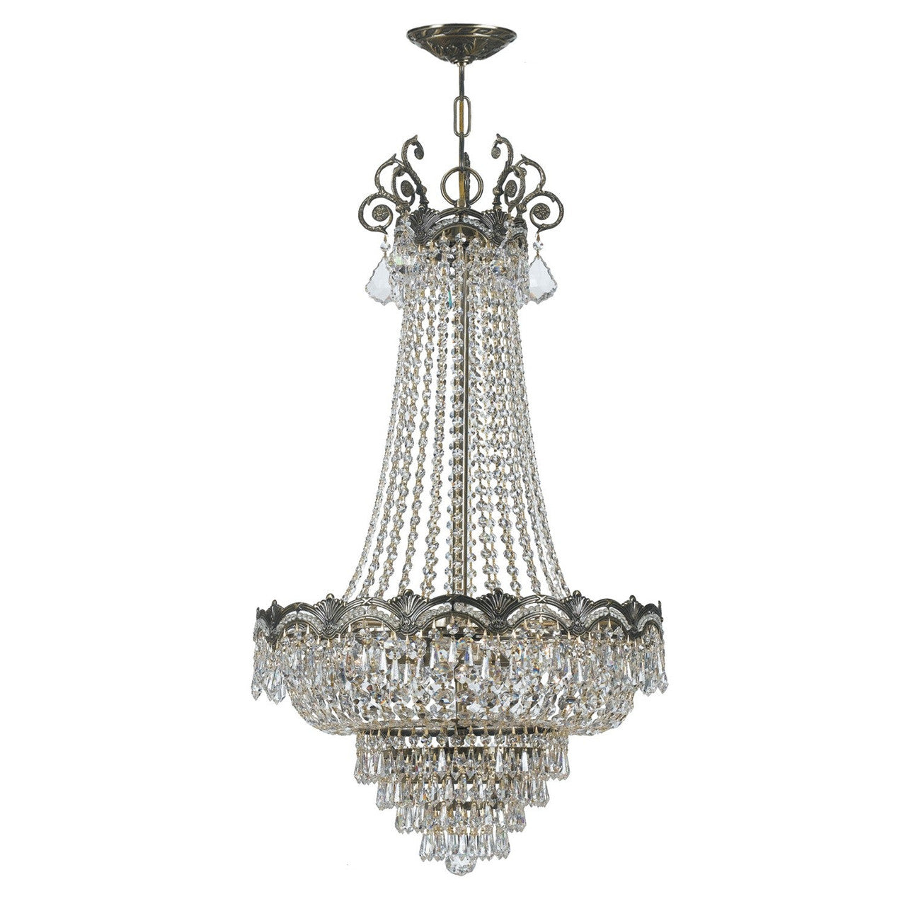 Crystorama Majestic 8 Light Hand Cut Crystal Historic Brass Chandelier 1487-HB-CL-MWP