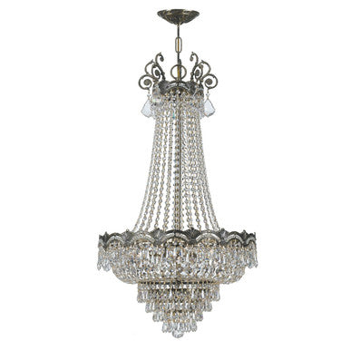 Crystorama Majestic 8 Light Spectra Crystal Historic Brass Chandelier 1487-HB-CL-SAQ