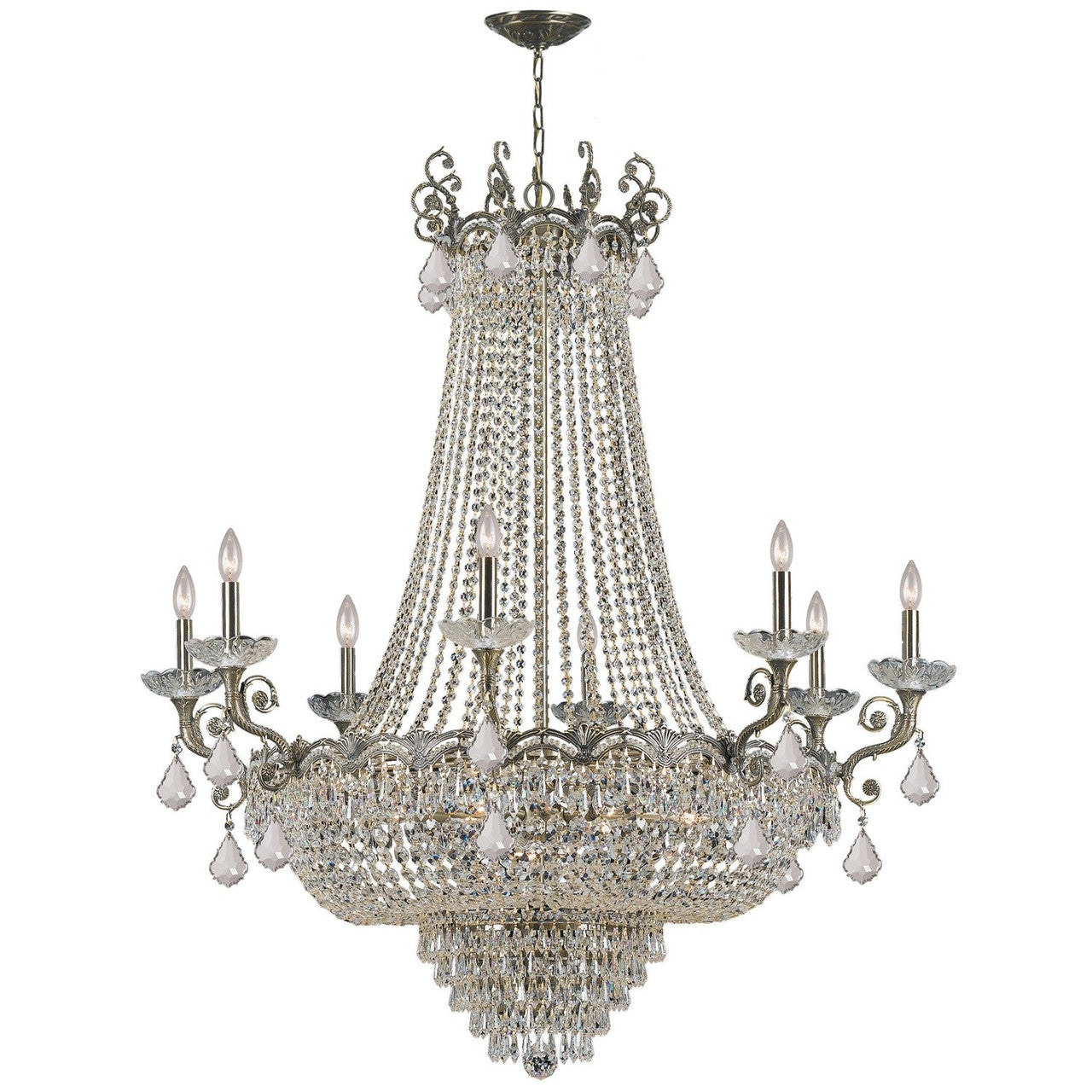 Crystorama Majestic 20 Light Spectra Crystal Historic Brass Chandelier 1488-HB-CL-SAQ