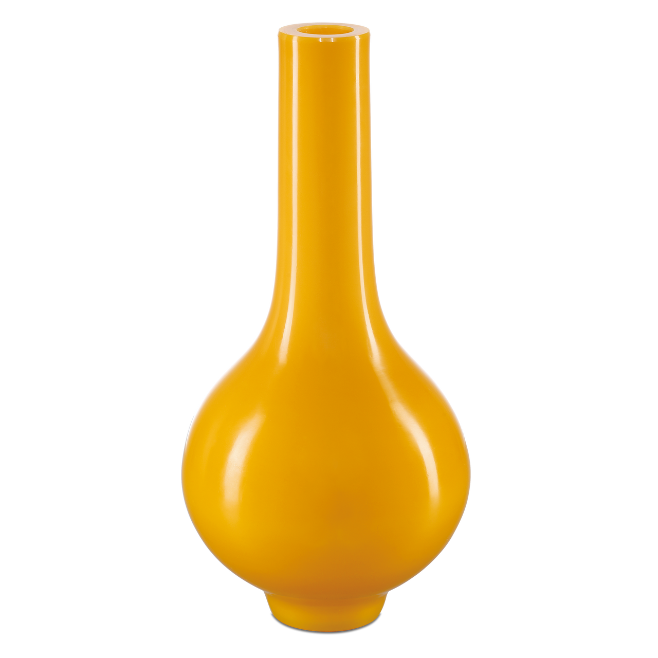 Currey & Co. 14.25" Imperial Yellow Peking Long Neck Vase 1200-0683