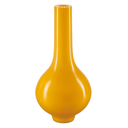 Currey & Co. 14.25" Imperial Yellow Peking Long Neck Vase 1200-0683