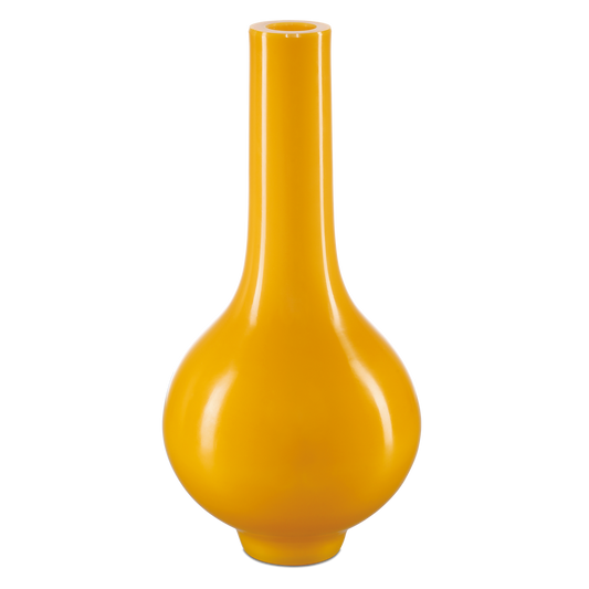 Currey & Co. 14.25" Imperial Yellow Peking Long Neck Vase 1200-0683