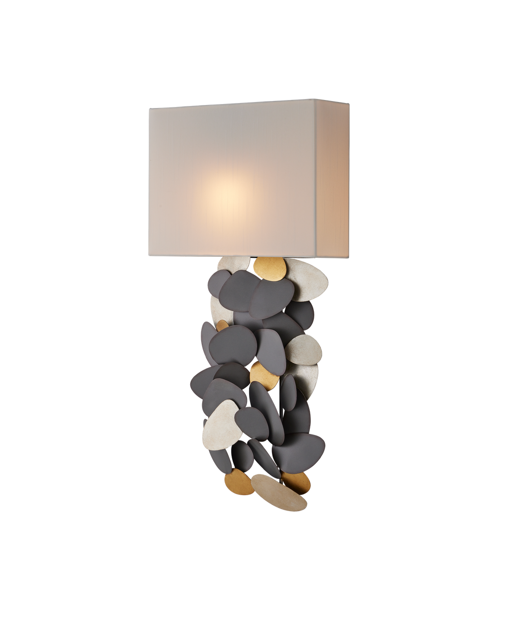 Currey & Co Moon Dust Wall Sconce in Hiroshi Gray/Contemporary Gold Leaf/Contemporary Silver Leaf 5900-0055